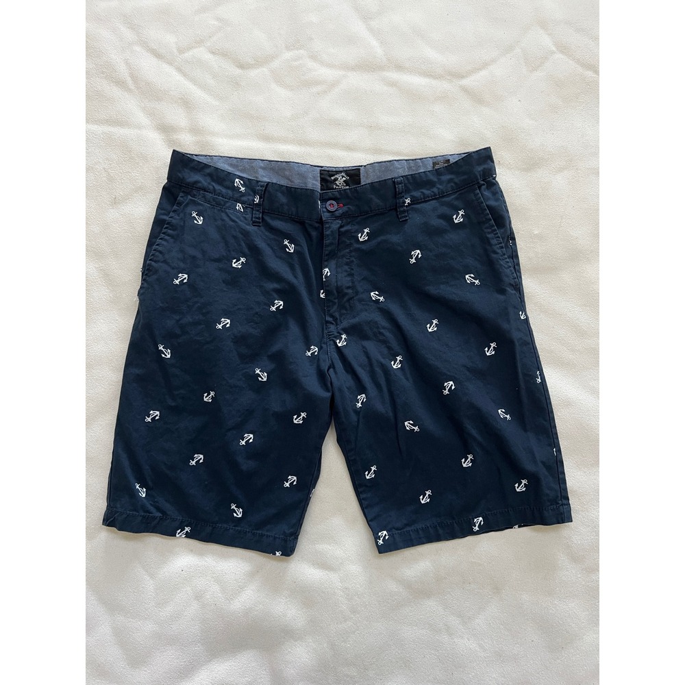 Beverly Hills Polo Club Mens Navy Anchor Print Chino Shorts Size 38